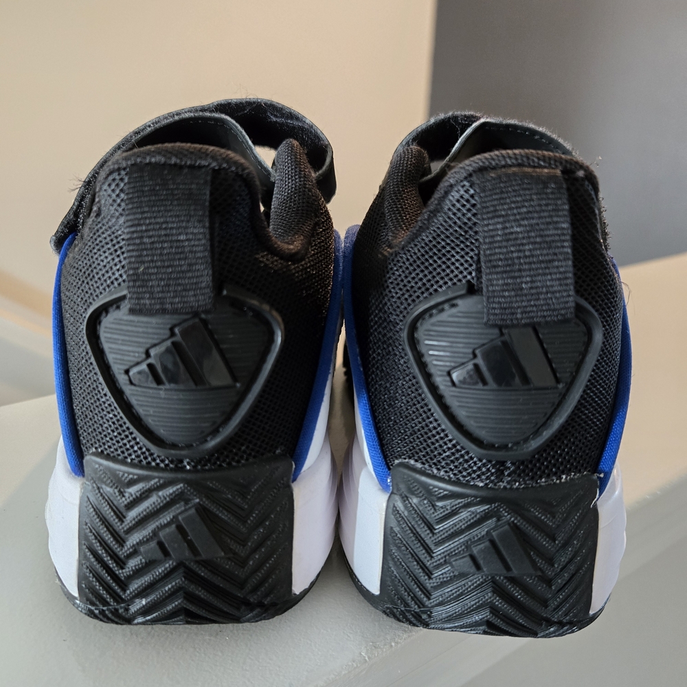 adidas Kids White, Black & Blue Basketball Sneakers - Picture 3 of 3